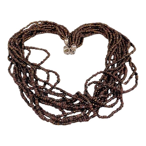 Silpada Bronze Beaded Necklace 17" Brown Glass Bead Torsade Artsy Boho N1815 - Picture 4 of 16